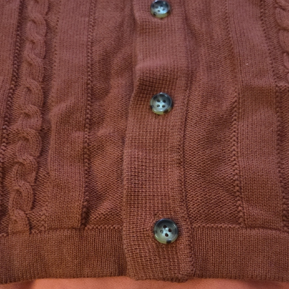 Rust Cable Knit Button-Up Shirt - Picture 6 of 10